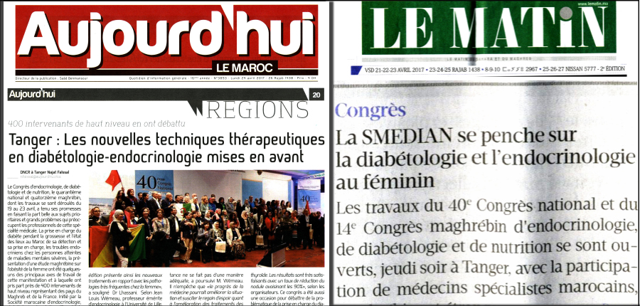 40ème Congrès National et 14ème Congrès Maghrébin sur le diabète dans la PRESSE